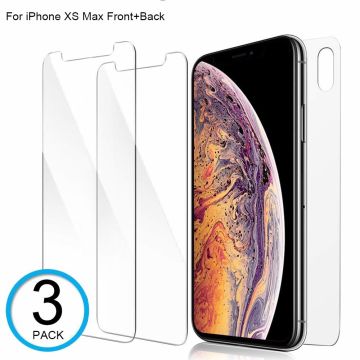 Ntech screenprotector 3 stuks Geschikt voor iPhone Xs Max Tempered Glass voor de Voorkant en Achterkant