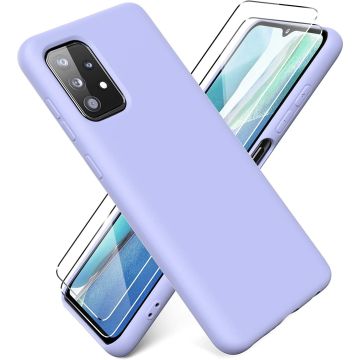 Samsung A72 hoesje - A72 5G / 4G hoesje Silicone Lila - Galaxy A72 Liquid Silicone Soft Nano cover - 2pack Screenprotector Galaxy A72