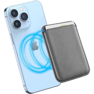 Kaarthouder Gray Geschikt Voor met Magsafe Ring wallet iPhone 12/13/14/15 / 15 Pro /15 Pro Max/PLUS - Kaarthouder pasjeshouder mannen en vrouwen