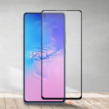 Samsung Galaxy A91 cover Screenprotector Tempered Glass - Zwart