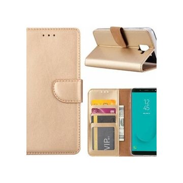 Ntech Samsung Galaxy J6+ (Plus) 2018 case Goud Portemonnee / Booktype hoesje met opbergvakjes