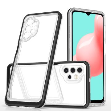 Samsung A32 5G hoesje transparant cover met bumper Zwart - Ultra Hybrid hoesje Samsung Galaxy A32 5G case