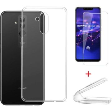 Huawei Mate 20 Lite Hoesje Transparant TPU + Glazen Screenprotector