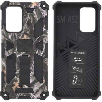Samsung Galaxy S20 FE Hoesje - Rugged Extreme Backcover Takjes Camouflage met Kickstand - Grijs