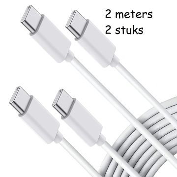 usb c naar usb c kabel - usb c naar usb c kabel -C naar C - 2m 2 pack Laadkabel USB C kabel Hoge Snelheid | voor Samsung S21 / S21 Ultra / S21 Plus / S20 / S20 Ultra / S10 / S10 Plus / Note 20 wit