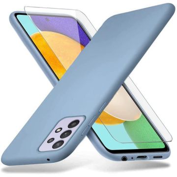 Samsung A52s Hoesje - Galaxy A52 5G / 4G hoesje Silicone Blauw - Galaxy A52 Liquid Silicone Soft Nano cover - 2pack Screenprotector Galaxy A52