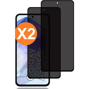 Geschikt voor Samsung Galaxy A55 screenprotector Privacy - 2 Stuks - Full screen protector tempered glass - gehard glas voor Geschikt voor Samsung A55