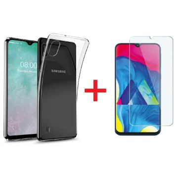 Ntech Samsung Galaxy A10 Hoesje Transparant TPU + Glazen Screenprotector