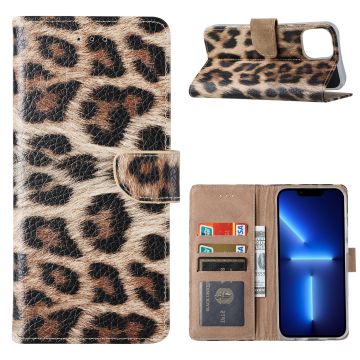 Hoesje Geschikt voor iPhone 13 Pro Hoesje Luipaard - Hoesje Geschikt voor iPhone 13 Pro Boek Hoesje / Portemonnee cover - Luipaard Hoesje Geschikt voor iPhone 13 Pro
