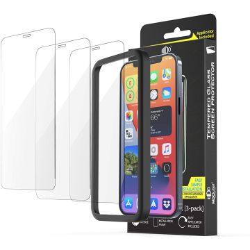 Screenprotector iPhone 12 Pro Max Screenprotector Met Montage Kit Frame - iPhone 12 Pro Max Screenprotector Eenvoudige Installatie - 3 Pack Premium Tempered Glas 2.5D 9H
