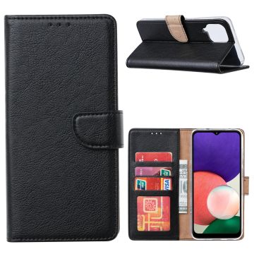 Samsung A22 hoesje bookcase Zwart - Samsung Galaxy A22 5G hoesje portemonnee wallet case - Hoesje A22 5G book case hoes cover