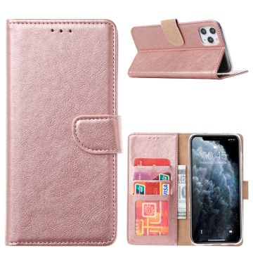 Hoesje Geschikt voor iPhone 13 Mini bookcase Met 2 stuks screenprotector temperede glass – Rosegoud