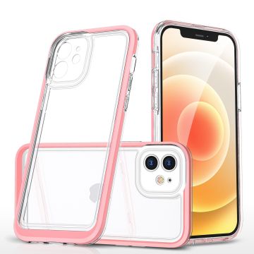 Hoesje Geschikt voor iPhone 12 hoesje transparant met bumper Rosegoud - Ultra Hybrid Hoesje Geschikt voor iPhone 12 case
