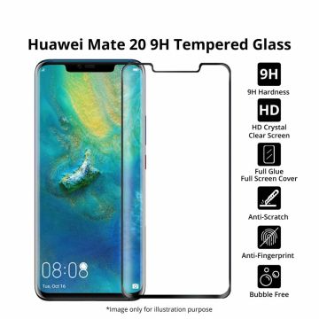 Huawei Mate 20 Pro full cover Screenprotector Tempered Glass Zwart