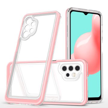 Samsung A32 5G hoesje transparant cover met bumper Rose Goud - Ultra Hybrid hoesje Samsung Galaxy A32 5G case