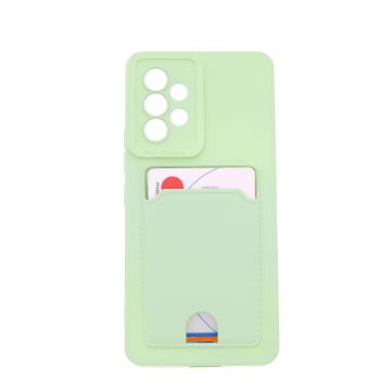 Samsung A53 Hoesje met pasjeshouder Groen - Samsung Galaxy A53 5G hoesje Soft silicone colour case met kaarthouder
