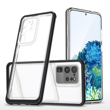 Samsung S20 hoesje transparant cover met bumper Zwart - Ultra Hybrid hoesje Samsung Galaxy S20 case