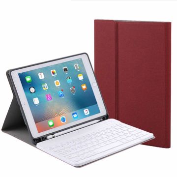 iPad 2021 Hoes met Toetsenbord Bordeaux - iPad 2020 hoes - iPad 9e/8e/7e Generatie hoes QWERTY Keyboard met Bluetooth
