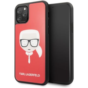 Apple iPhone 11 Pro Max Rood Karl Lagerfeld Backcover hoesje Glitter - Signature - KLHCN65DLHRE