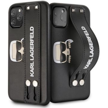 Apple iPhone 11 Pro Max Zwart Karl Lagerfeld Backcover hoesje Embossed - Hand - KLHCN65HA2BK