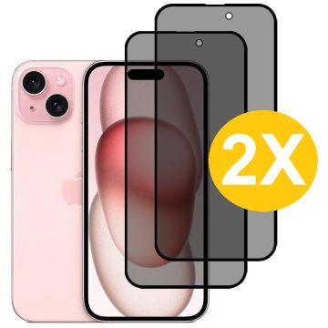 Geschikt voor iPhone 15 Plus screenprotector Privacy - 2 Stuks - Full screen protector tempered glass - gehard glas voor Geschikt voor iPhone 15 Plus - oTronica