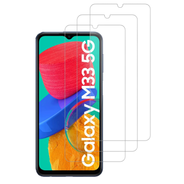 Screenprotector Geschikt voor Samsung Galaxy M33 screenprotector Beschermglas - 3 stuks Screenprotector Geschikt voor Samsung Galaxy M33 screen protector glas - Screenprotector Geschikt voor Samsung Galaxy M33