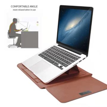 New Macbook Air 2018 13.3 Inch Sleeve 4 piece set Spatwater proof Hoes met handvat - Bruin