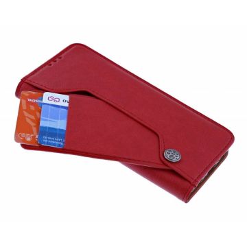 Ntech Samsung Galaxy A50 Flip Hoesje & Uitschuifbare Pasjeshouder Rood