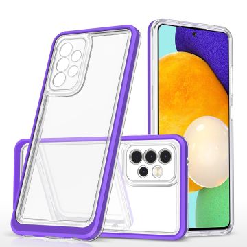 Samsung A72 5G hoesje transparant cover met bumper Paars - Ultra Hybrid hoesje Samsung Galaxy A72 5G case