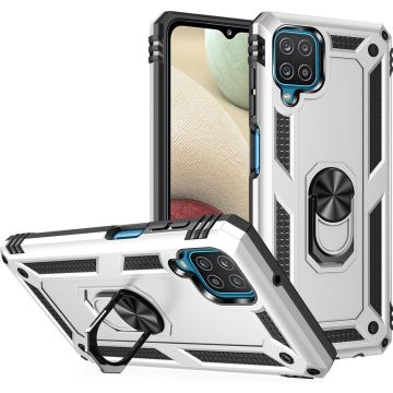 oTronica Armor Backcover voor Samsung Galaxy A12 (5G) Hoesje met ringhouder Zilver