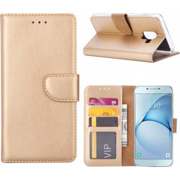 Ntech Samsung Galaxy A6+ (2018) case Goud Portemonnee hoesje met opbergvakjes
