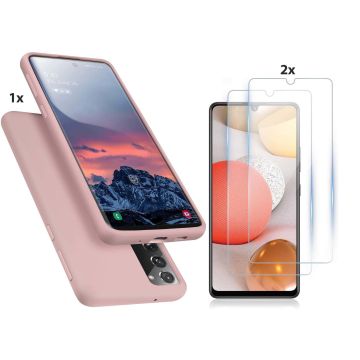 Samsung Galaxy S20 Hoesje Soft Nano Silicone Backcover Gel Licht Roze Met 2x Glazen Screenprotector