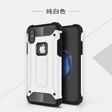 Ntech hoesje Geschikt voor iPhone Xs Max Dual layer Rugged Armor hoesje - Zilver