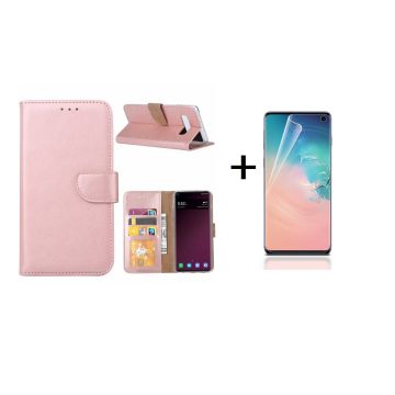 Ntech Samsung Galaxy S10 Book Hoesje RoseGoud + Folie screenprotector