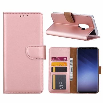 Ntech Samsung Galaxy S9 Plus Portemonnee / Booktype TPU Lederen Hoesje Rose Goud