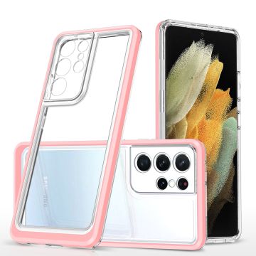 Samsung S20 Ultra hoesje transparant cover met bumper Rose Goud - Ultra Hybrid hoesje Samsung Galaxy S20 Ultra case