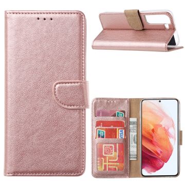 Samsung S22 Hoesje BookCase Rose Goud - Samsung Galaxy s22 hoesje wallet case - Hoesje Samsung S22 bookcase - Galaxy S22 portemonnee hoesje book case cover