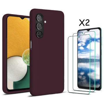 Samsung Galaxy A13 5G / A04s hoesje silicone soft back cover - met Screenprotector 2 PACK – Wijn Rood