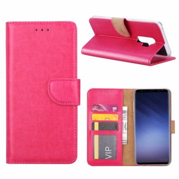 Ntech Samsung Galaxy S9 Plus Portemonnee / Booktype TPU Lederen Hoesje Roze