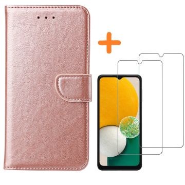 Samsung A13 hoesje Rose Goud bookcase - Samsung Galaxy A13 4G hoesje bookcase portemonnee hoesje - A13 Hoesje book cover - hoesjes Samsung A13 screenprotector / 2X Beschermglas