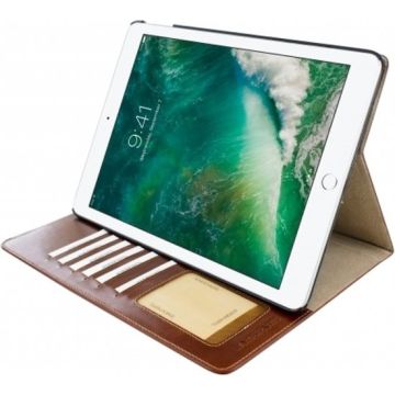 Ntech Apple iPad 9.7 (2018-2017) Premium Luxe hoesje Folio Cover hoesje Met 6 Pasjesruimte Bruin