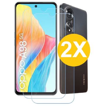 Screenprotector geschikt voor Oppo A98 screenprotector Beschermglas - Screenprotector geschikt voor Oppo A98 Screen protector gehard glas - 2 Stuks