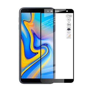 Samsung Galaxy J4+ Plus / J6+ Plus 2018 Full Glue Screenprotector Adhesive Cover tempered glass Zwart