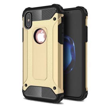 Ntech hoesje Geschikt voor iPhone Xs Max Dual layer Rugged Armor hoesje - Goud