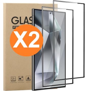 Screenprotector Geschikt voor Samsung Galaxy S24 Ultra 5G Screenprotector Bescherm Glas Full Cover Zwart 2pack | Volledige Beschermglas Tempered Glass | Samsung Galaxy S24 Ultra 5G Screenprotector