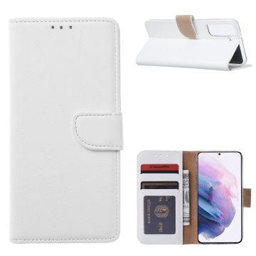 Samsung Galaxy S21 Hoesje - Samsung S21 Portemonnee BookCase - Kaarthouder & Magneetlipje Wit