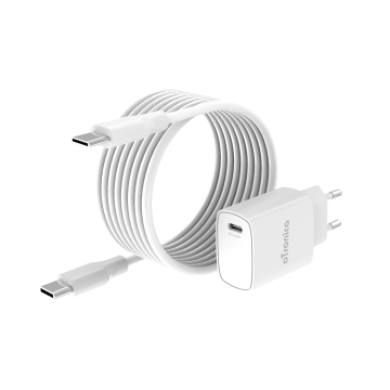 Otronica USB C Adpater 20W snellader met USB C naar USB C kabel 1M Geschikt voor Samsung Galaxy Flip 6 / Fold 6 / A35 / A15 / A14 / A55 / Flip 5 / Fold 5 / S24 / S24 Ultra / S23 / S23 ultra / S21 Ultra/ iPhone 15 / 15 Pro / 15 Pro max / S20 / S23 FE