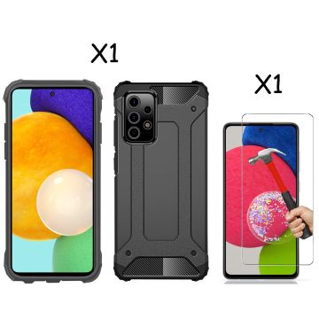 Samsung A53 5G Hoesje Schokbestendig Hybride hoesje - Samsung Galaxy A53 Hoesje Rugged Armour Cover Heavy Duty Zwart - Galaxy A53 1x Screenprotector