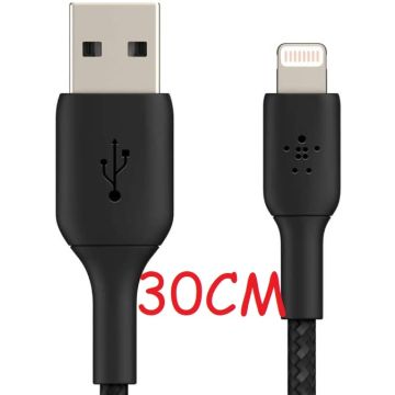 Lightning usb kabel en Data Kabel 30cm voor Geschikt voor iPhone 13 / 13 Pro Max / 13 Mini / Geschikt voor iPhone oplader kabel - Geschikt voor iPhone lightning kabel - zwart- Ntech
