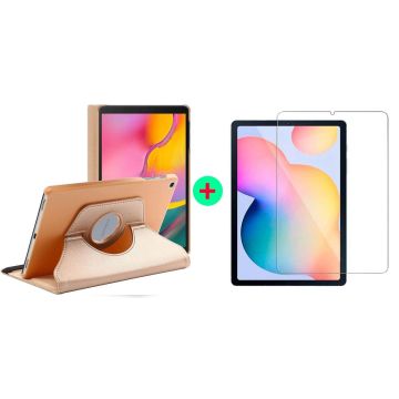 Samsung Galaxy tab S6 lite 2022 Hoes Goud Draaibare Hoesje Case Cover tablethoes - Samsung Tab s6 lite 2022 Hoes 360 graden draaibaars bookcase